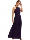 Purple Sleeveless Halterneck Pleated Infinity Maxi Dress