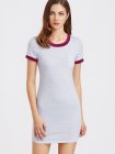 Pale Grey Contrast Trim Tee Dress