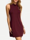 Burgundy High Neck Tank Dress