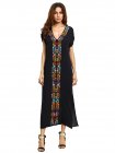 Navy Placement Print Split Side Maxi Dress