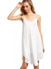 Ivory Spaghetti Strap Asymmetrical Shift Dress Sundresses