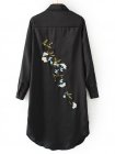 Black Embroidered Back Slit Side Shirt Dress