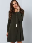 Dark Green Long Sleeve Designer Casual Dress