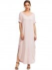 Light Pink Short Sleeve Pocket Split Side Dress