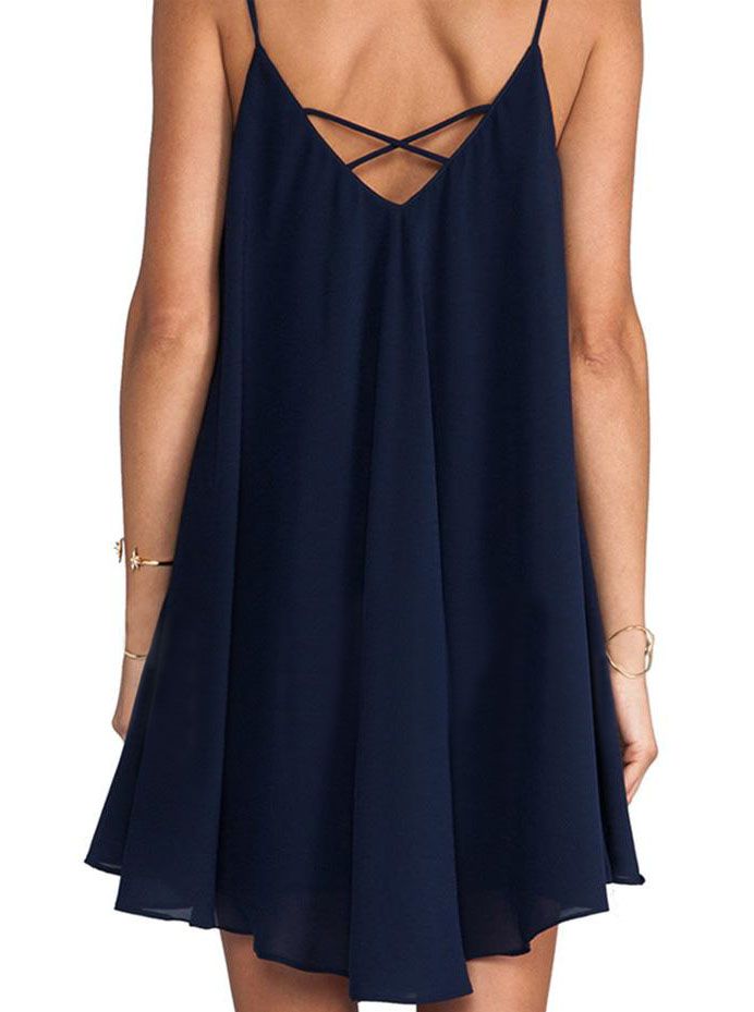 Spaghetti Strap Asymmetrical Shift Dress