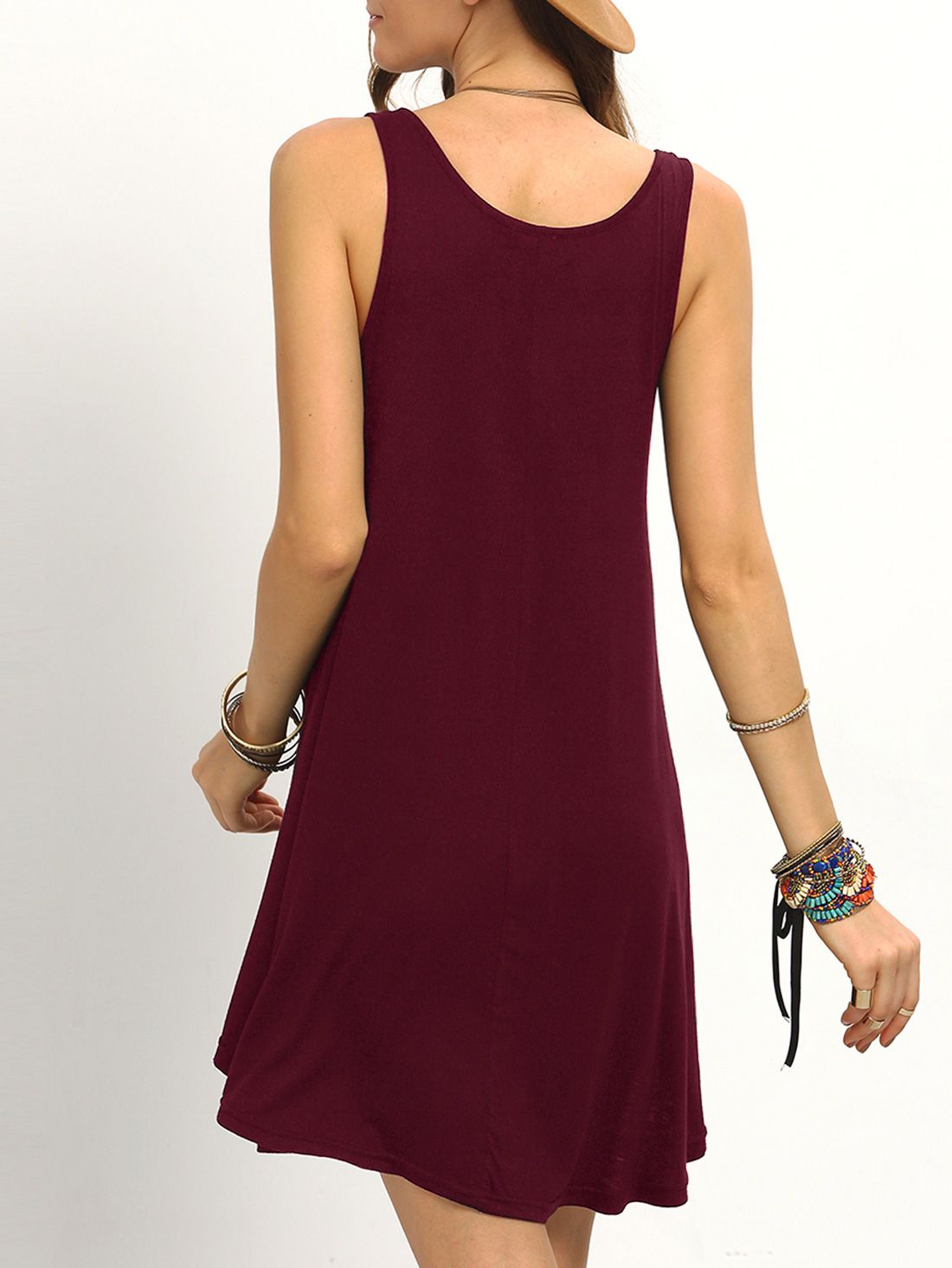 Burgandy Swing Tank Dress