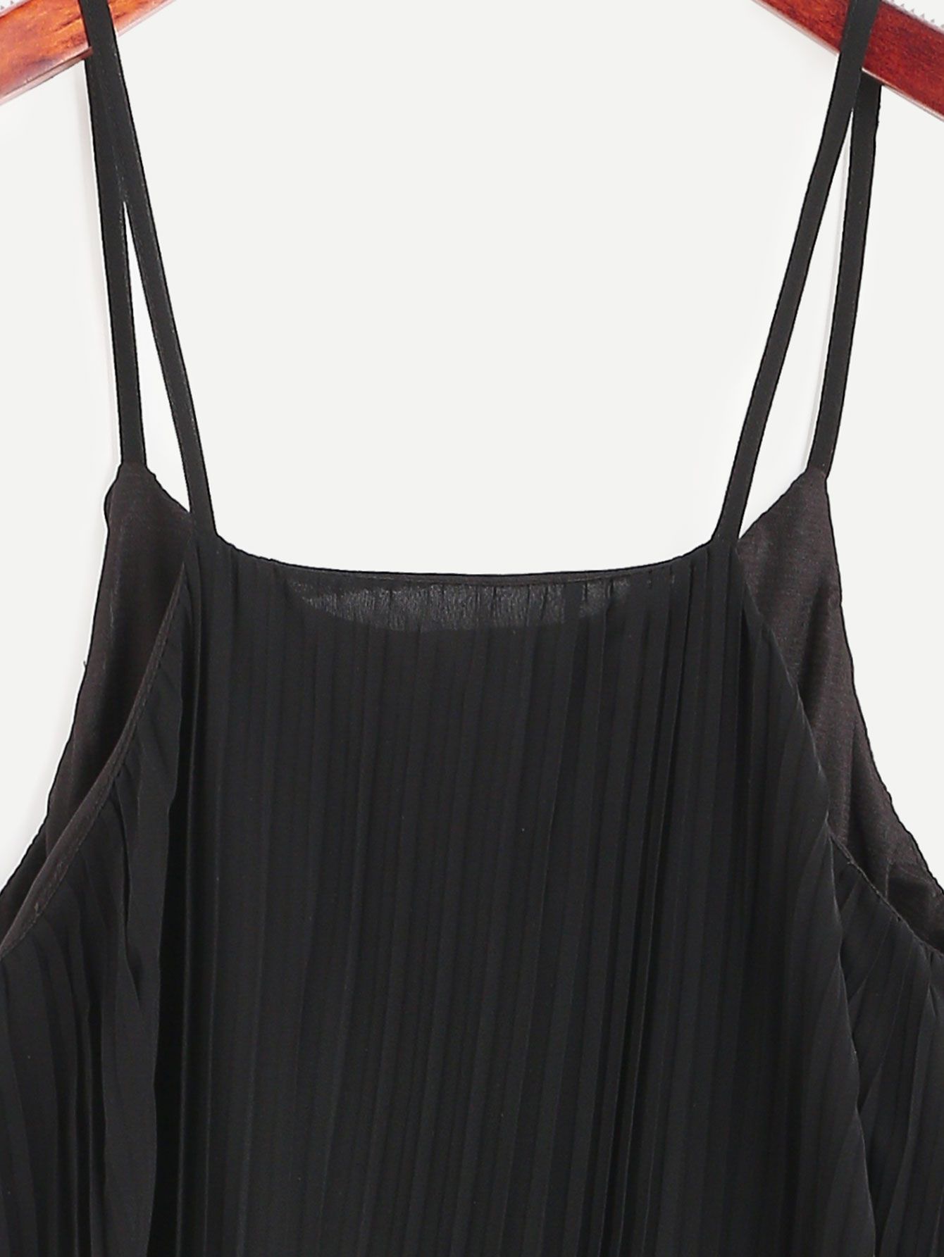 Black Spaghetti Strap Pleated Chiffon Dress