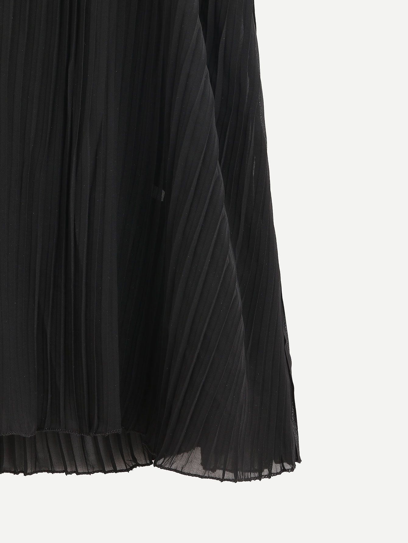 Black Spaghetti Strap Pleated Chiffon Dress