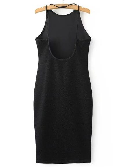 Black Halter Neck Open Back Sheath Dress