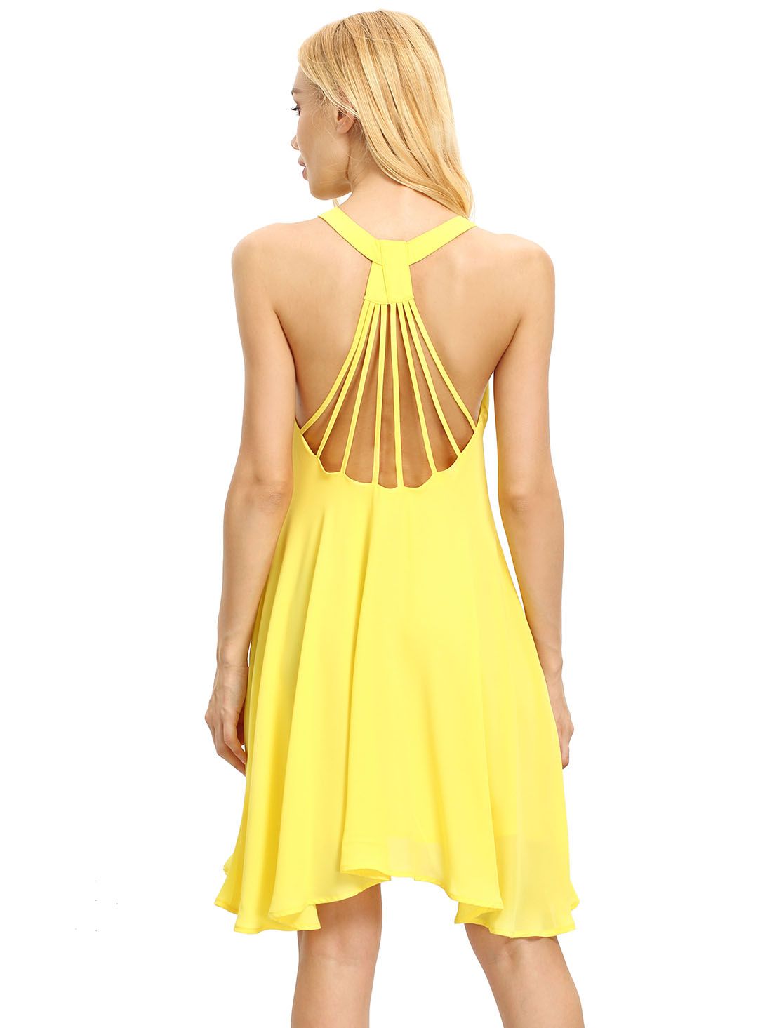 Yellow Sleeveless Backless Romantic Loved Lolita Pleated Dress