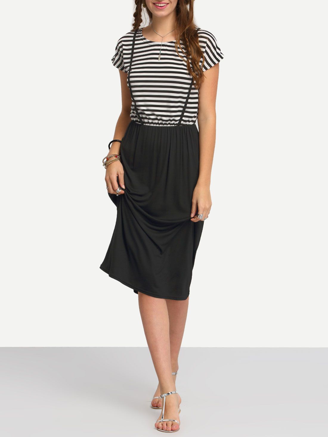 Striped Top Plain Bottom Dress