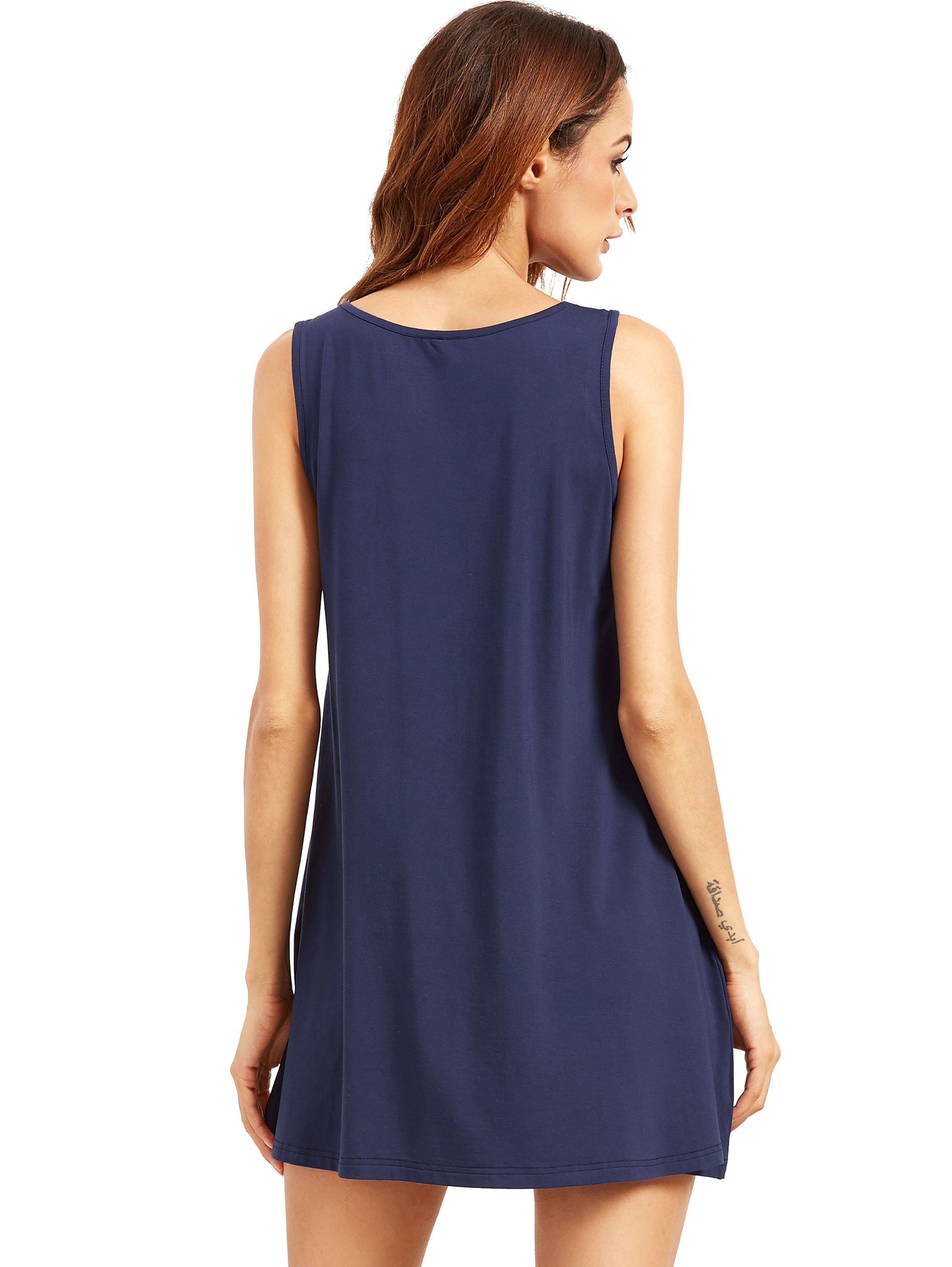 Royal Blue Sleeveless Casual Shift Dress