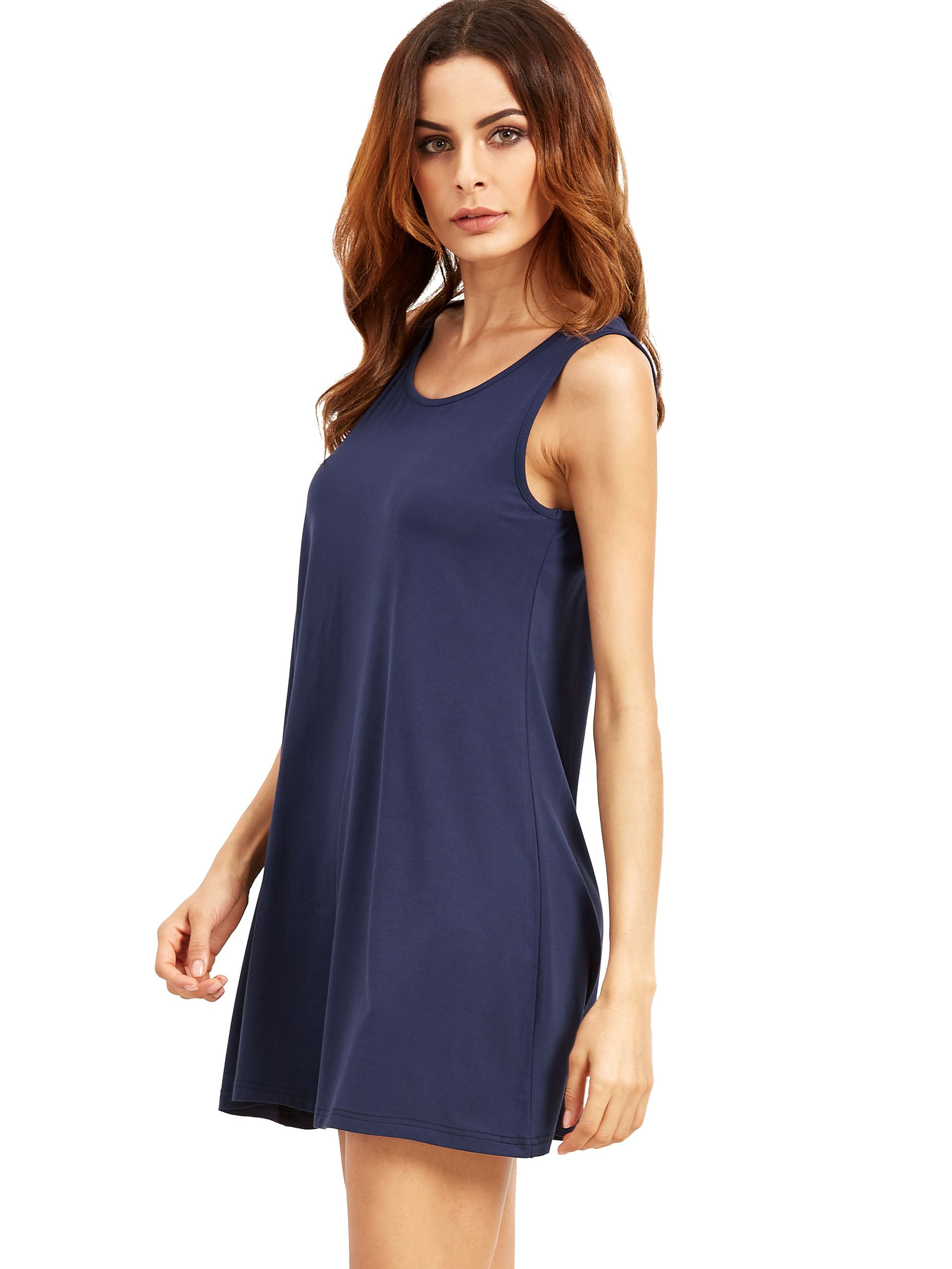 Royal Blue Sleeveless Casual Shift Dress