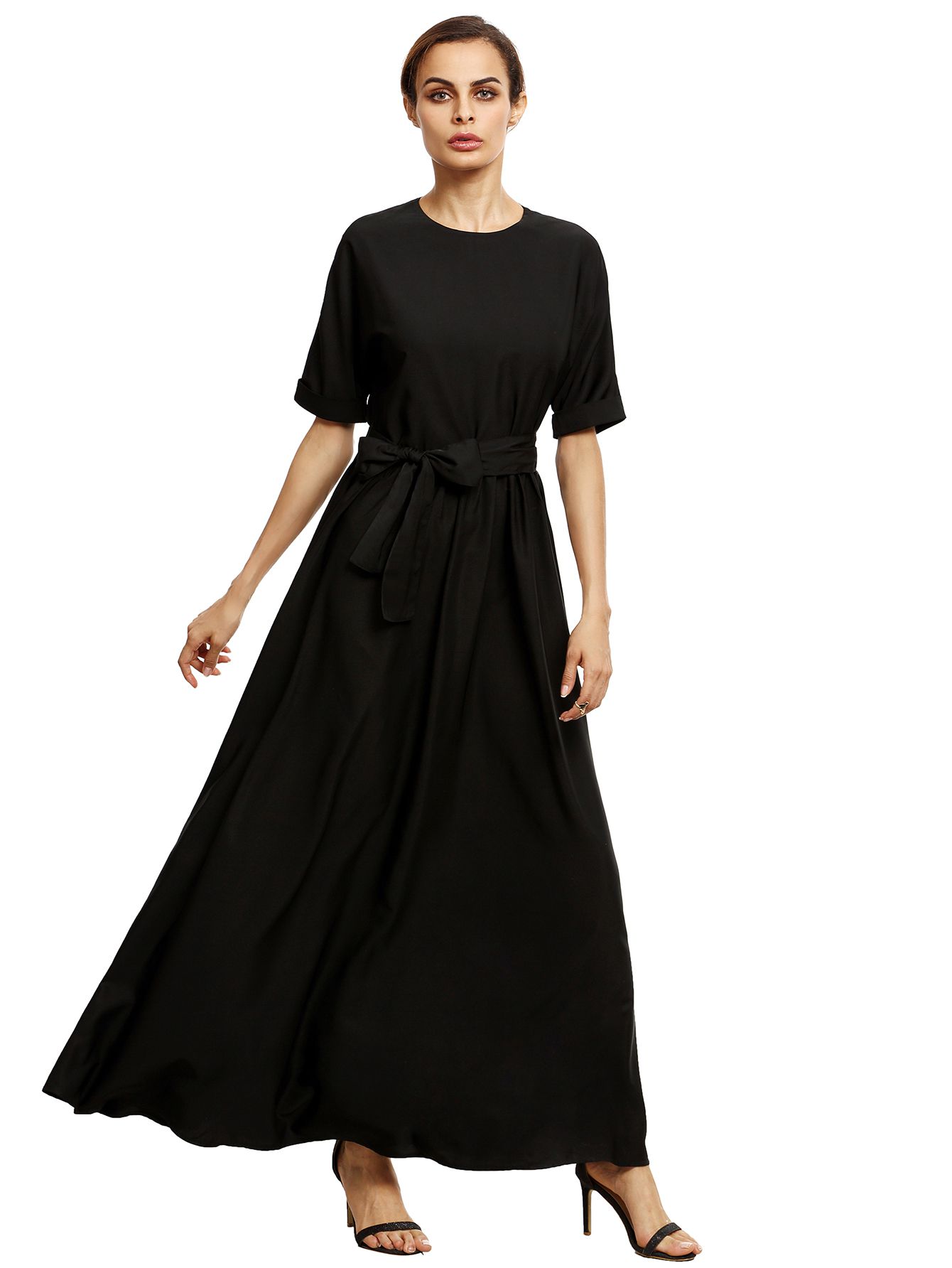 Black Round Neck Maxi Dress