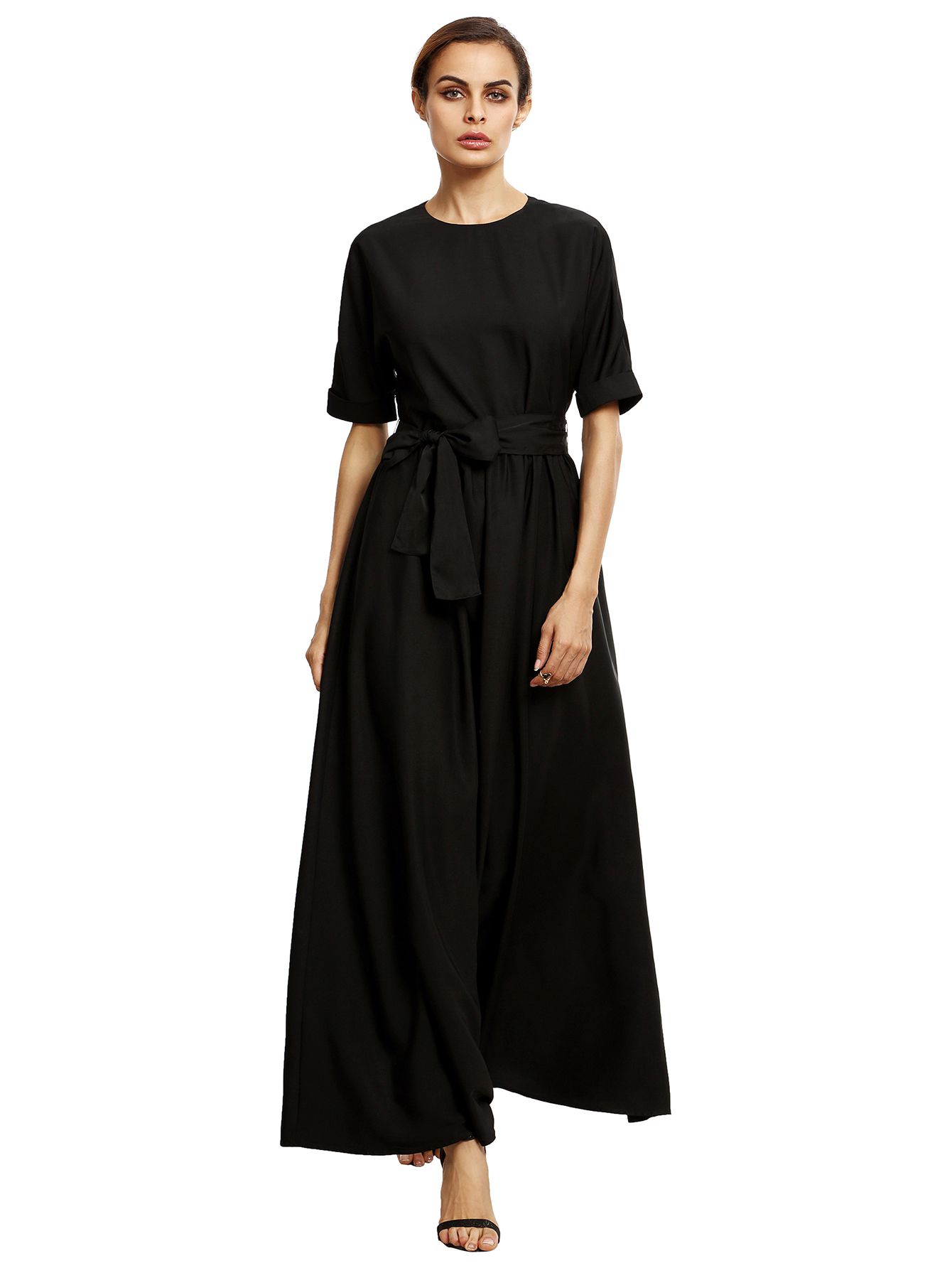 Black Round Neck Maxi Dress