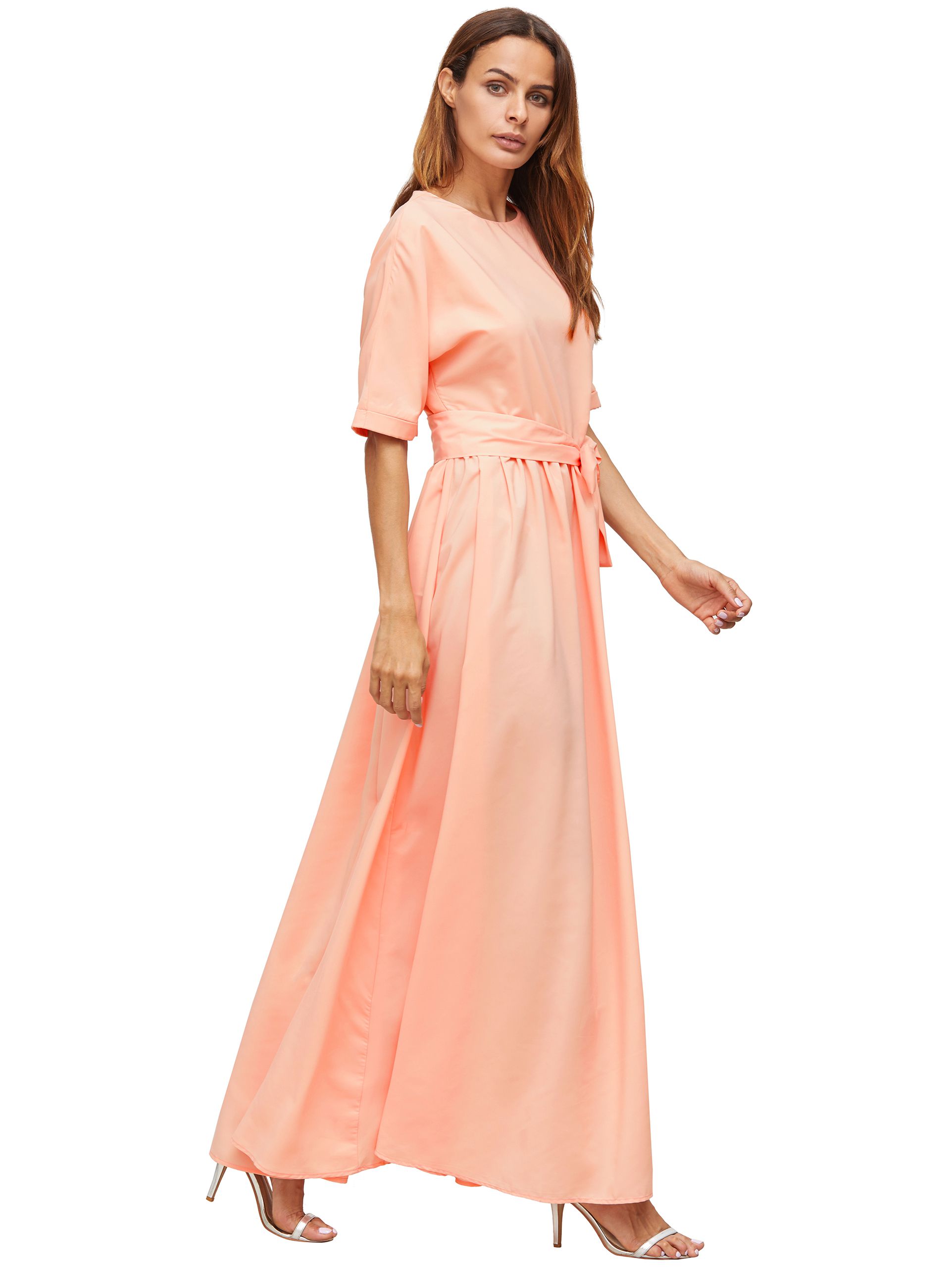 Pink Tie Front Detail Maxi Dress