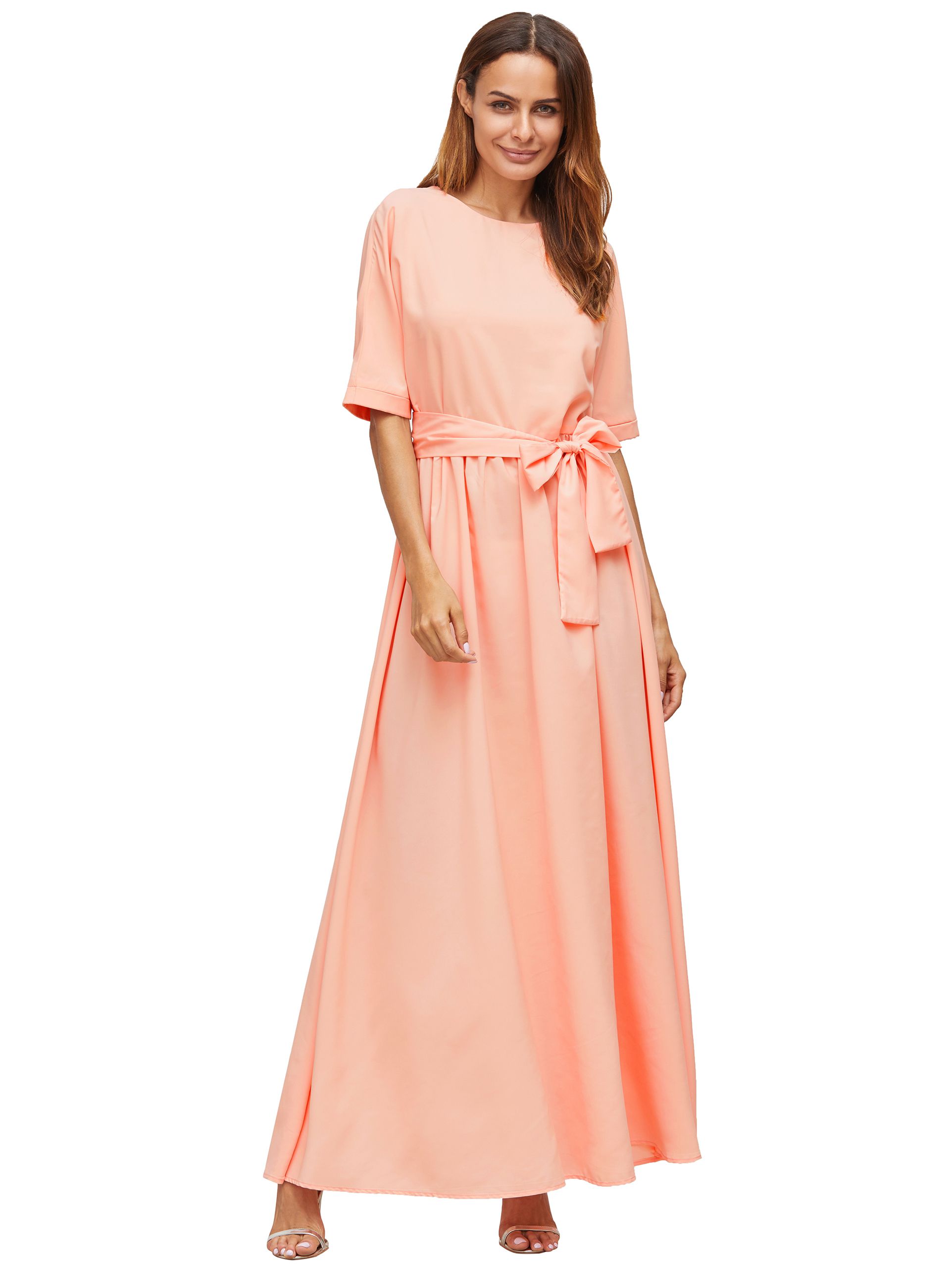 Pink Tie Front Detail Maxi Dress