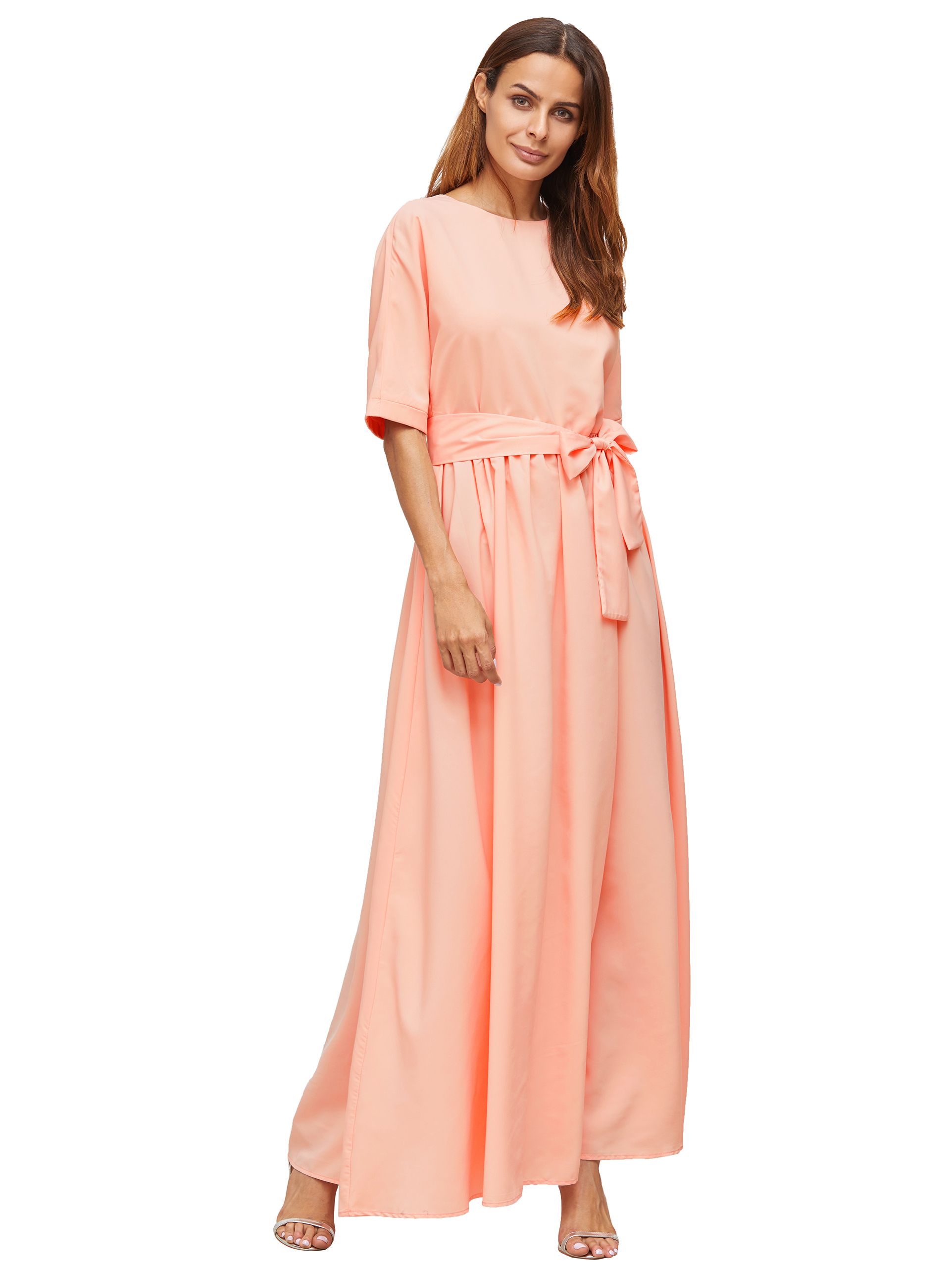 Pink Tie Front Detail Maxi Dress