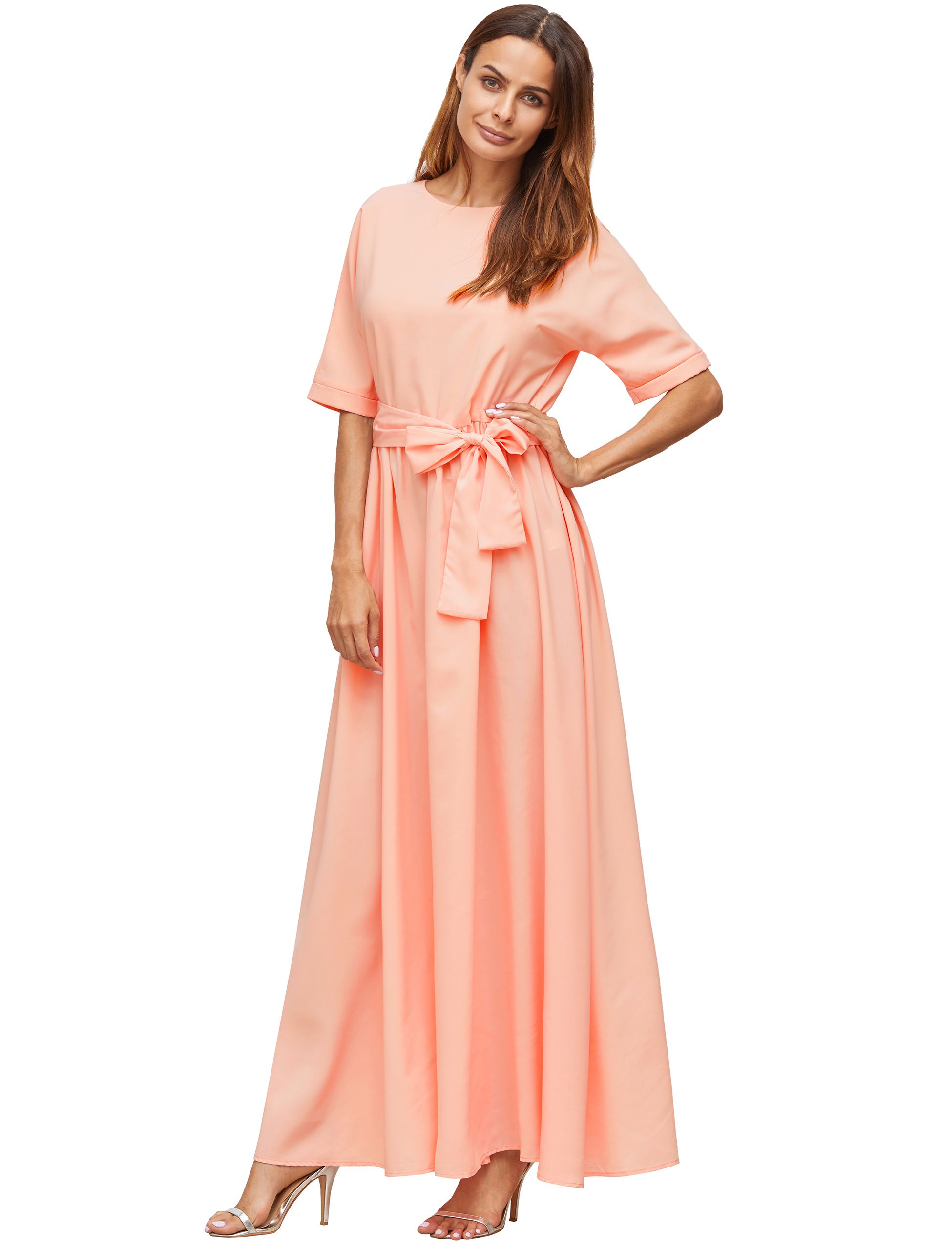 Pink Tie Front Detail Maxi Dress