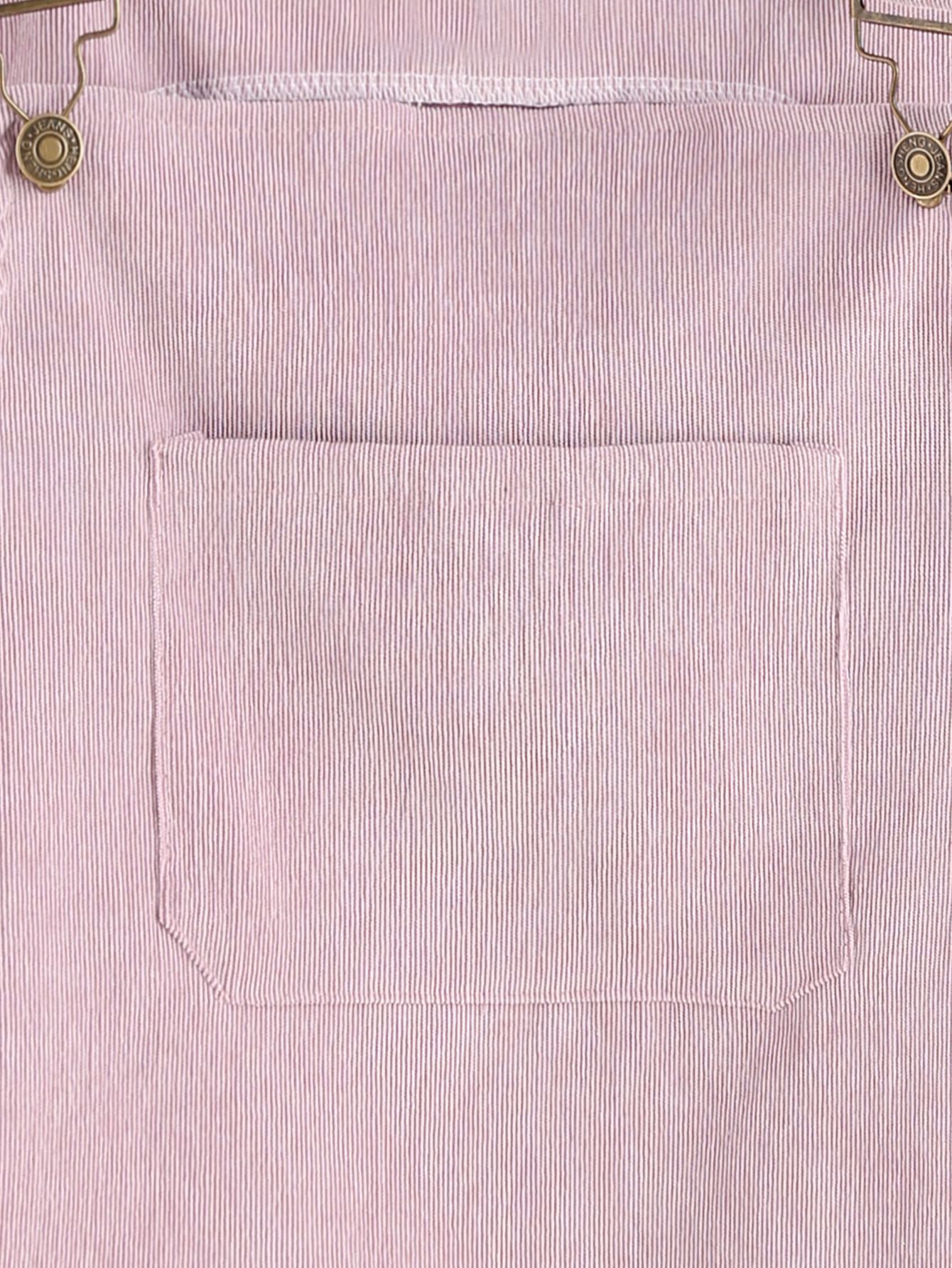 Pink Corduroy Overall Dress With Pocket